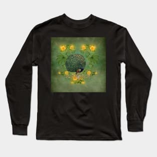 Wonderful peacock with flowers Long Sleeve T-Shirt